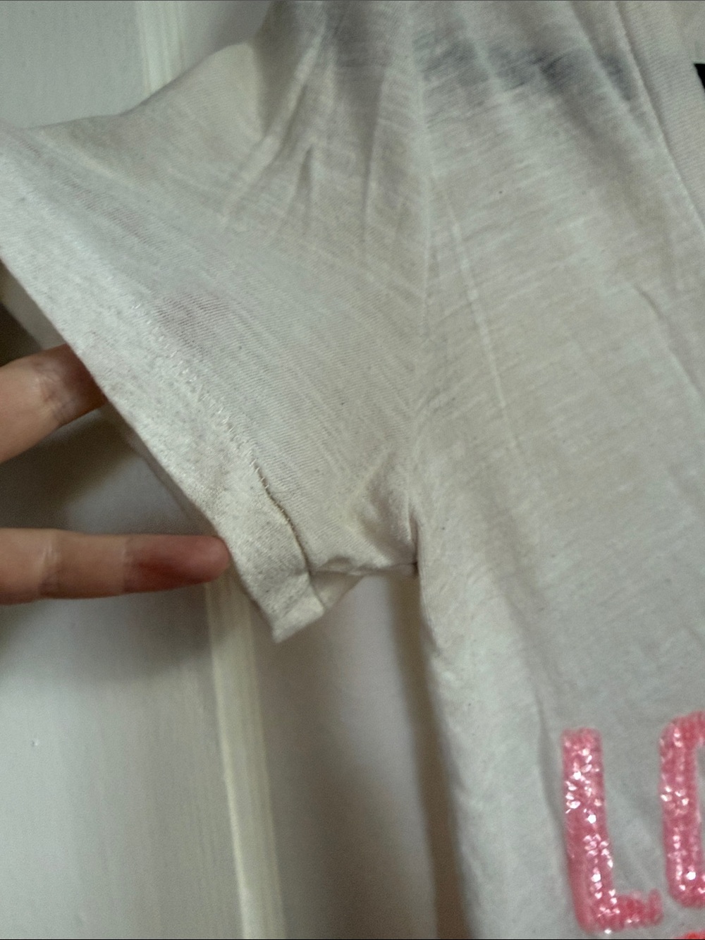 Vintage Y2K Victoria's Secret PINK White Tee with Pink Sequin Accent - Picture 5 of 7